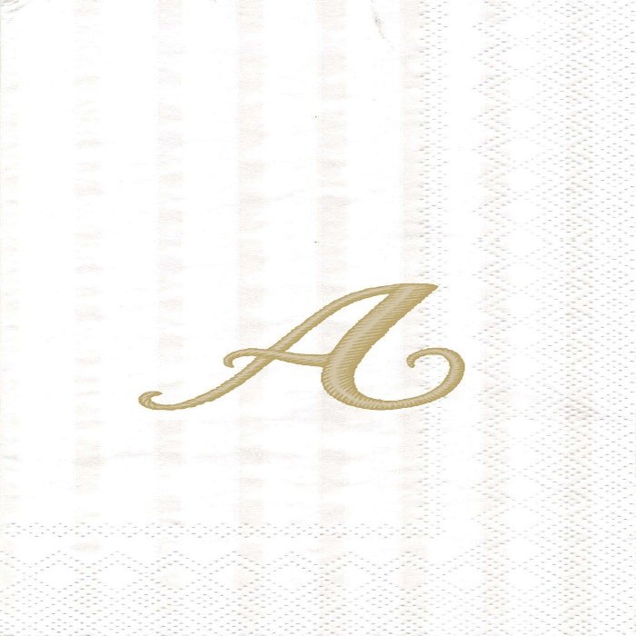 Ideal Home Range 3-Ply Paper Monogram Guest Towel, White/Gold (Pack of 2) (2, Letter A)