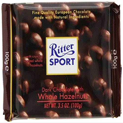 RITTER SPORT: Dark Chocolate w/Whole Hazelnuts Bar - 6 pk