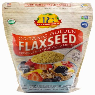 Premium Gold Organic Ground Flax Seed | 4 pounds | Omega 3 | High Fiber Food | Gluten-Free, Non-GMO, Kosher, Whole Milled Flaxseed, Plant-Based Protein, Ideal for Beverages, Baking & Topping