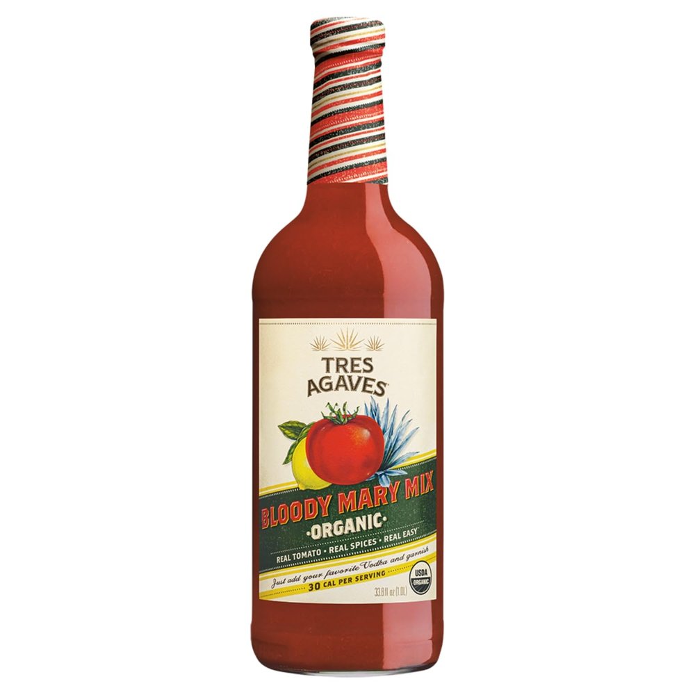 Tres Agaves Organic Bloody Mary Mix Spicy Mexican-Style with Tomato, Lime, Peppers & Agave Nectar Only 68 Calories per Serving Vegan, Gluten-Free, Non-GMO 750ml Bottle (1 Pack)