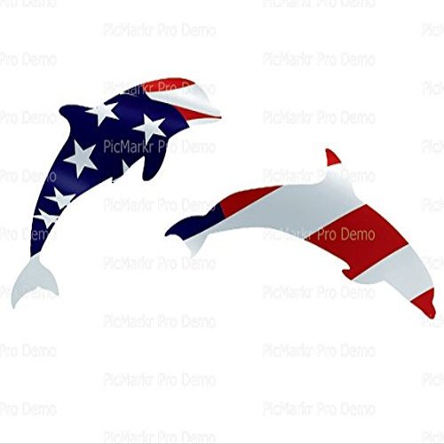 1/4 Sheet - Patriotic Dolphins Birthday - Edible Cake/Cupcake Party Topper - D21576