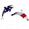 1/4 Sheet - Patriotic Dolphins Birthday - Edible Cake/Cupcake Party Topper - D21576 view 1