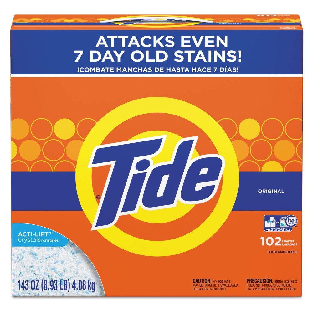 Tide 85006CT Powder Laundry Detergent, Original Scent, 143 oz Box, 2/Carton