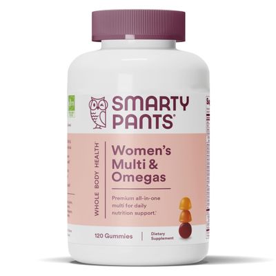 SmartyPants Women's Multivitamin Gummies: Omega 3 Fish Oil (EPA/DHA), Methylfolate, CoQ10, Vitamin D3, C, Vitamin B12, B6, A, K & Zinc, Inositol, Gluten Free, 120 Count (20 Day Supply)