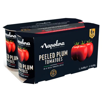 Napolina Peeled Plum Tomatoes in Tomato Juice (400g) - Pack of 6