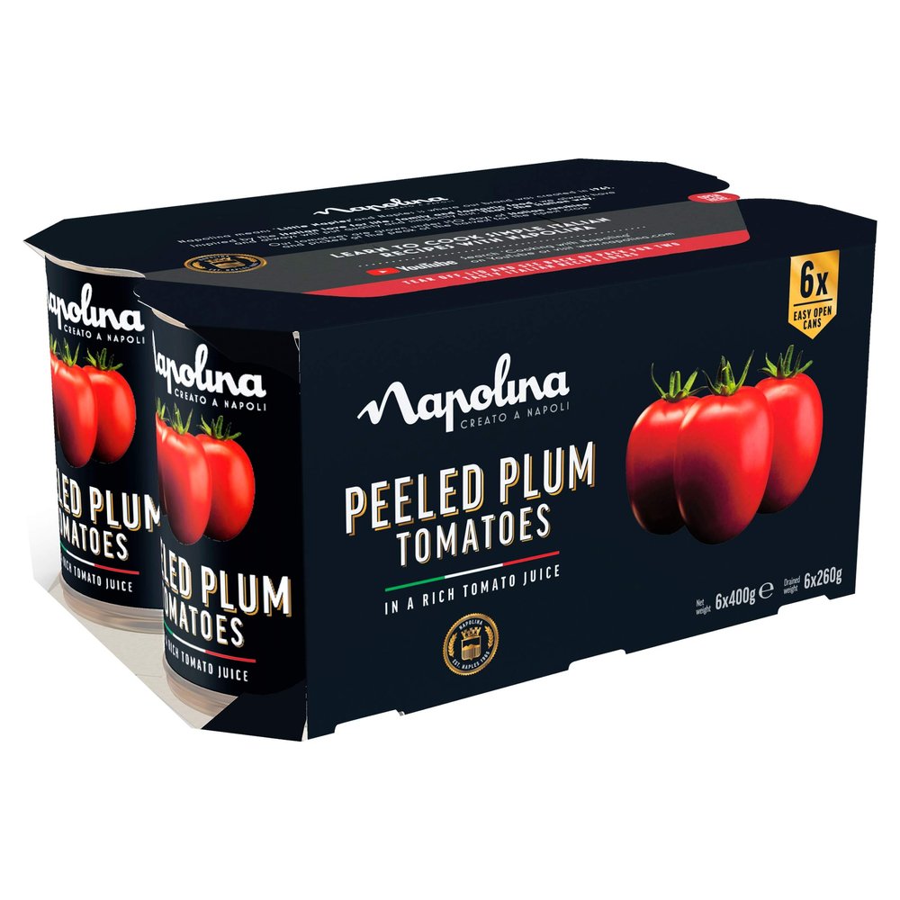 Napolina Peeled Plum Tomatoes in Tomato Juice (400g) - Pack of 6