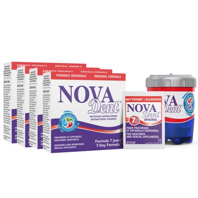 Novadent Dentures Cleaner For Dental Appliances, Retainers, Trays, Mouth Guards, Teeth Aligners - 1 Year (52 sachets)