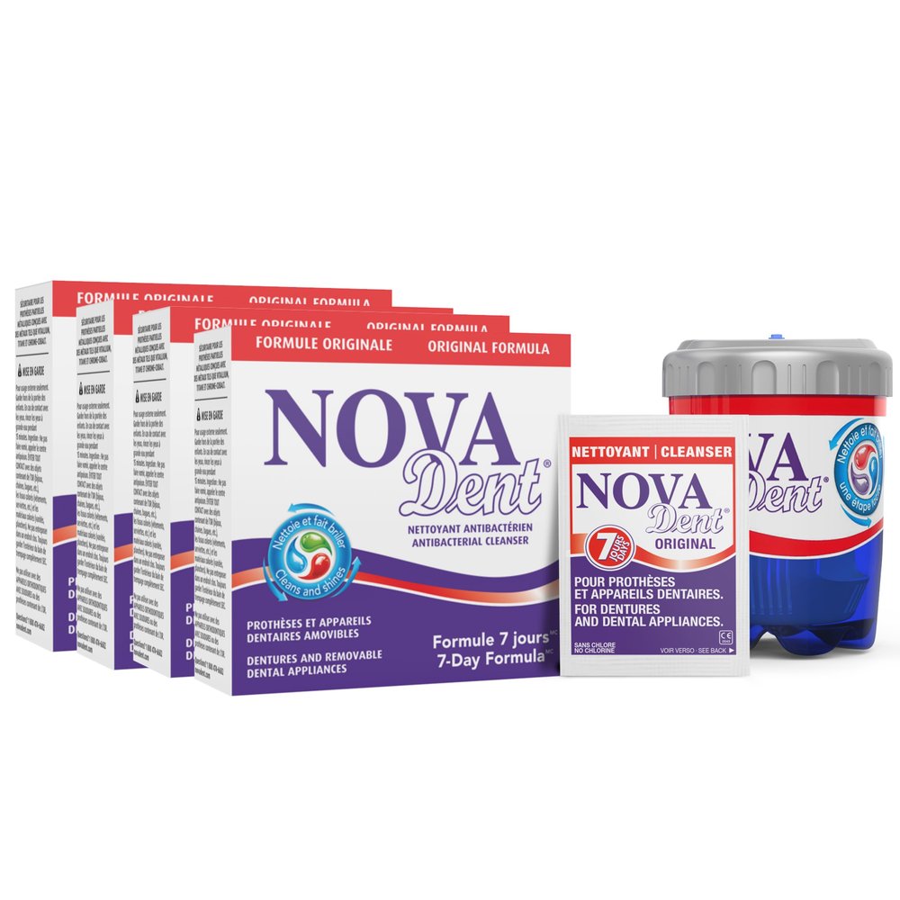 Novadent Dentures Cleaner For Dental Appliances, Retainers, Trays, Mouth Guards, Teeth Aligners - 1 Year (52 sachets)
