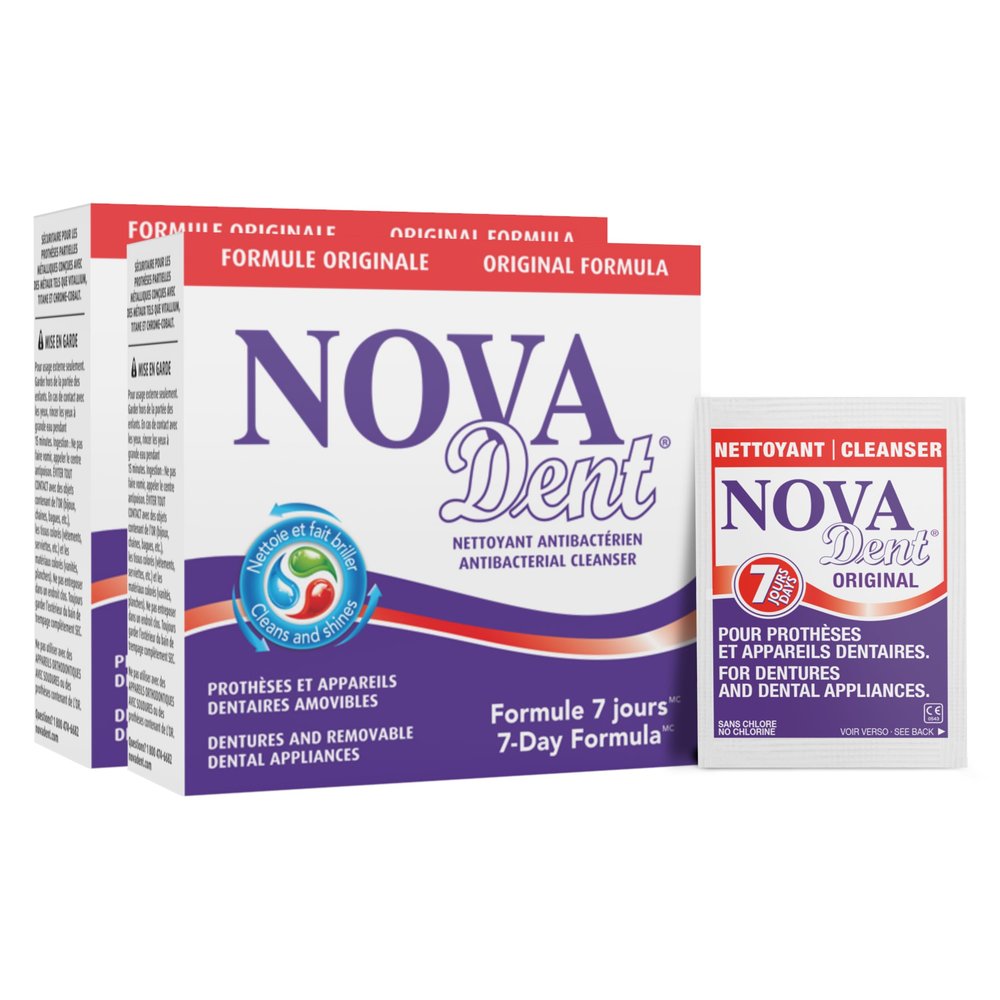 Novadent Dentures Cleaner  for Dental Appliances, Retainers, Trays, Mouth Guards, Teeth Aligners - 6 Months (26 sachets)