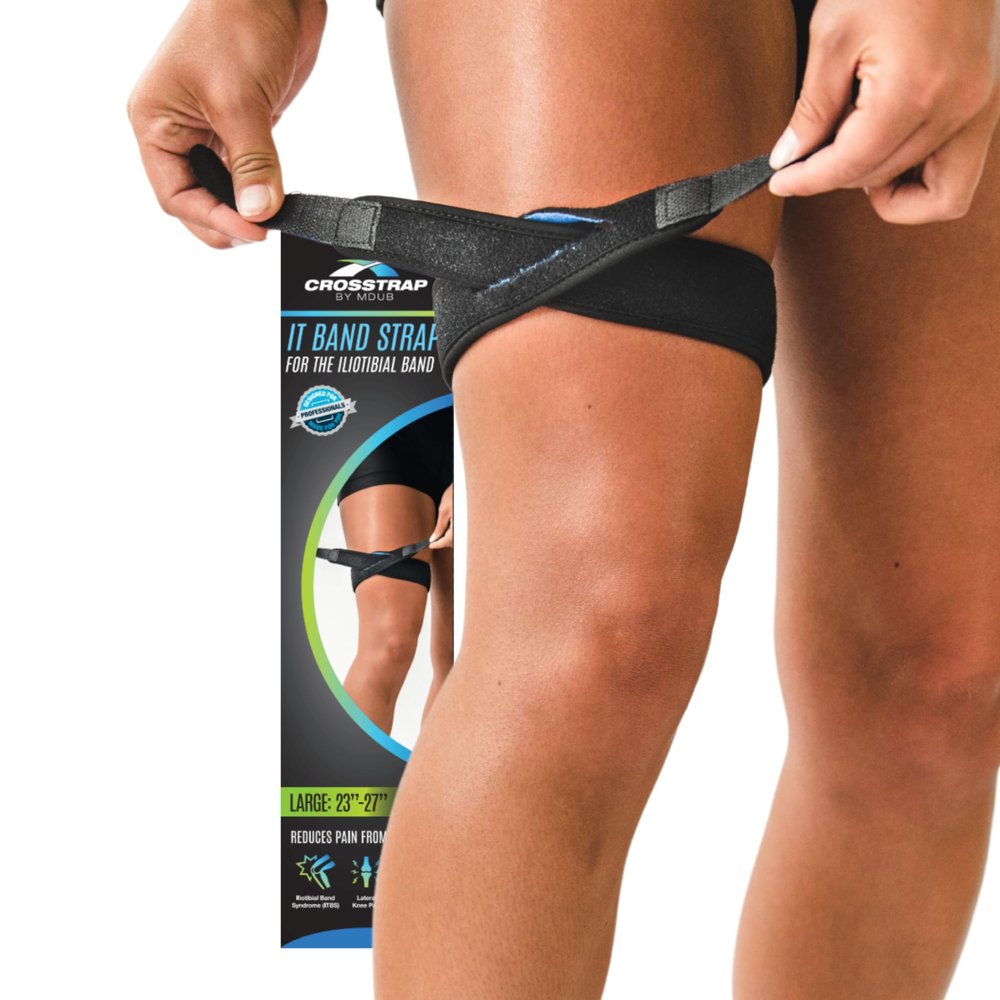 CROSSTRAP IT Band Strap - Thigh Compression Wrap, Iliotibial Band Syndrome Brace, Thigh Compression Sleeve for Men & Women, Hamstring Brace, Support & Stabilize Knee, Comfort Bracing (Large)