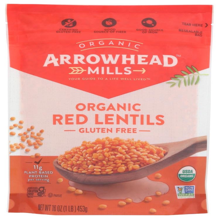 Arrowhead Mills, Organic Red Lentils, 16 oz (453 g) - 2pcs
