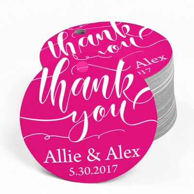 100 PCS Customized Thank You Circle Hang Tags Personalized Wedding Favor Gift Tags