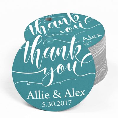 100 PCS Customized Thank You Circle Hang Tags Personalized Wedding Favor Gift Tags