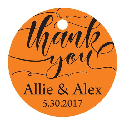 100 PCS Customized Thank You Circle Hang Tags Personalized Wedding Favor Gift Tags