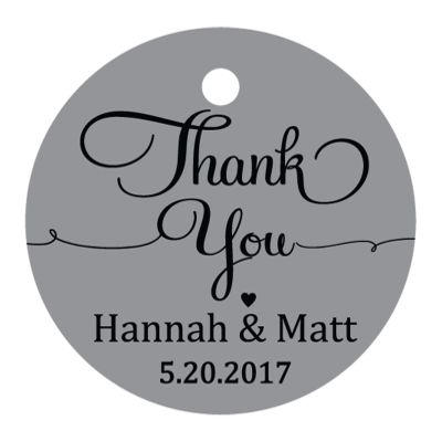 100 PCS Personalized Thank You Hang Tags Custom Wedding Favors Round Gift Paper Tags