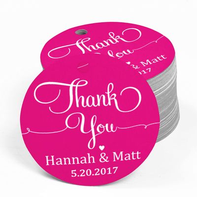 100 PCS Personalized Thank You Hang Tags Custom Wedding Favors Round Gift Paper Tags