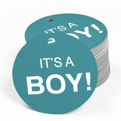 100 PCS Circle Personalized Baby Shower Favor Gift Tags It's a Boy Baby Shower Hang Tags