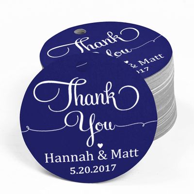 100 PCS Personalized Thank You Hang Tags Custom Wedding Favors Round Gift Paper Tags