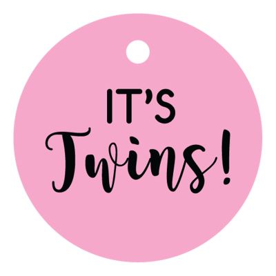 100 PCS It's Twins Cricle Baby Shower Hang Tags Baby Shower Favor Gift Paper Tags