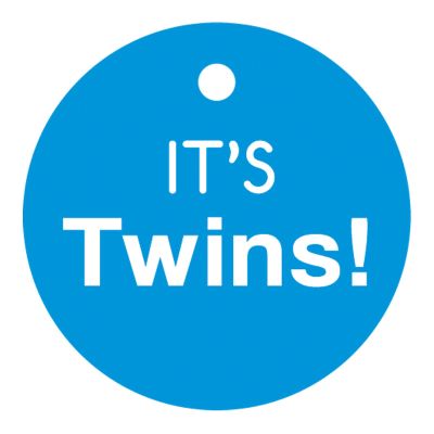 100 PCS Baby Shower Favor Gift Paper Tags It's Twins Cricle Baby Shower Hang Tags