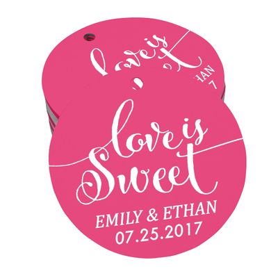 100 PCS Love is Sweet Customized Hang Tags Personalized Wedding Favor Gift Paper Tag