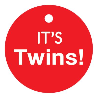 100 PCS Baby Shower Favor Gift Paper Tags It's Twins Cricle Baby Shower Hang Tags