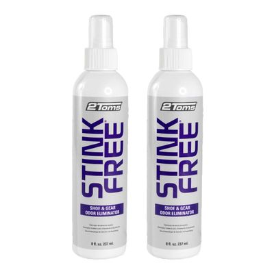 2Toms StinkFree Shoe Odor Eliminator Spray, Removes Odors Caused by Sweat in Shoes, Sneakers, Cleats, Boots & Gear, 8 Ounces, 2 Bottles