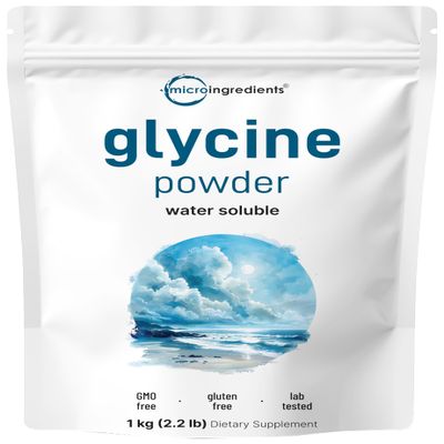 Micro Ingredients Glycine Powder, 1KG (2.2 Pounds), Glycine 1000mg Per Serving, Water Soluble and Products of USA