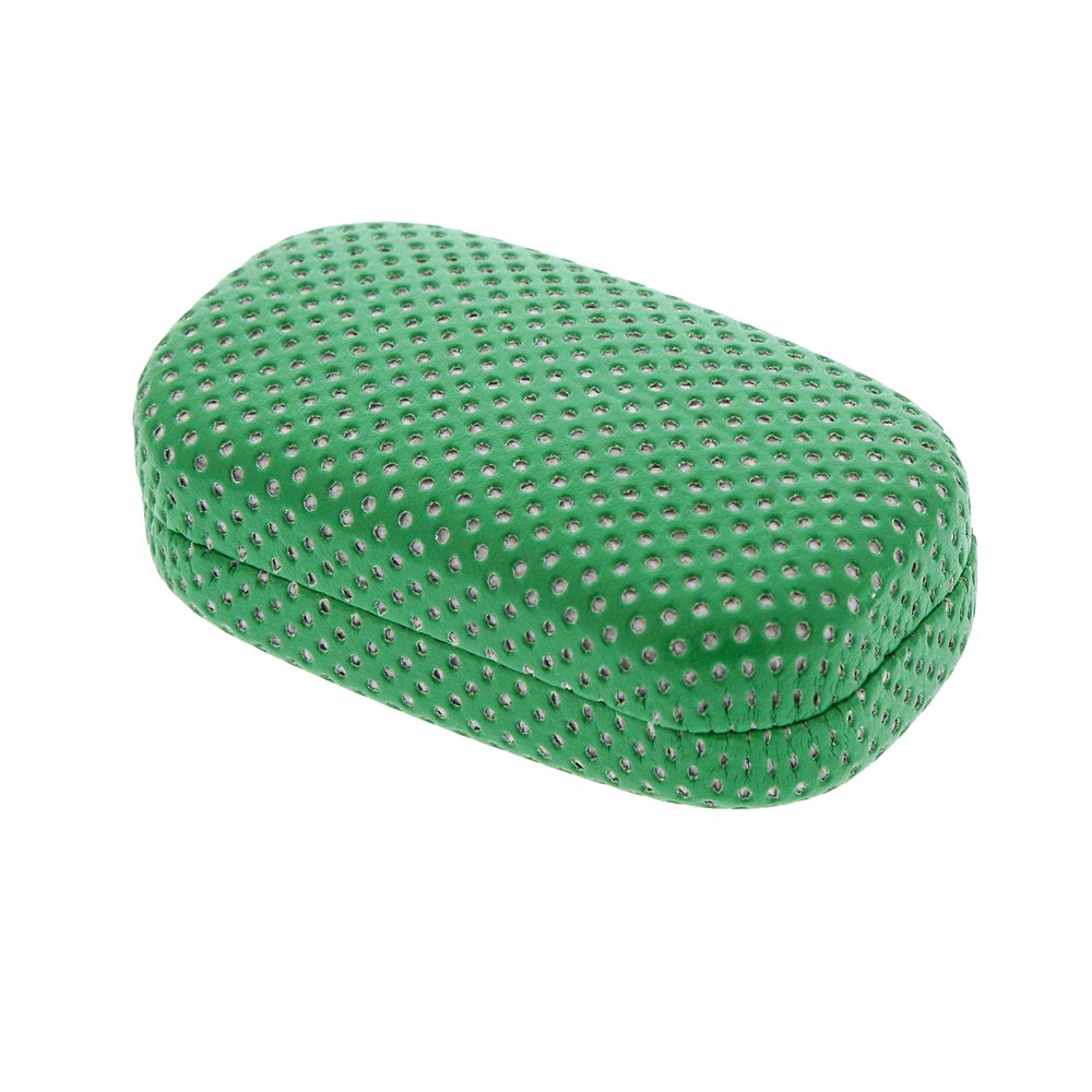 Ron's Optical Hard Mod Green and White Polka Dot with Interior Mirror Contact Lens Travel Case