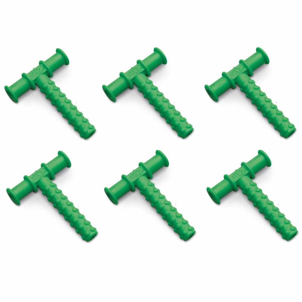 6 Green Knobby Chewy Tubes Speech Therapy Oral Motor Relaxation Aid Autism Awareness