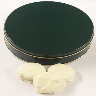 Scott's Cakes White Chocolate Covered Lemon Oreos in a Mini Solid Green Tin