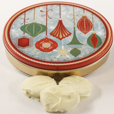 Scott's Cakes White Chocolate Covered Lemon Oreos in a Mini Contemporary Ornaments Tin