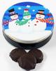 Scott's Cakes Dark Chocolate Covered Cool Mint Oreos in a Large Whimsical Snowman Tin view 1