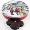 Scott's Cakes Dark Chocolate Covered Cool Mint Oreos in a Large Snow Day Snowman Tin view 1