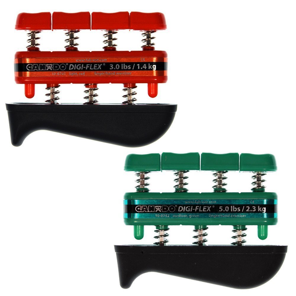 DigiFlex Combo 2-Pack of Hand Exercisers - Light (Red - 3 lbs) and Medium (Green - 5 lbs) Resistance by Digi-Flex
