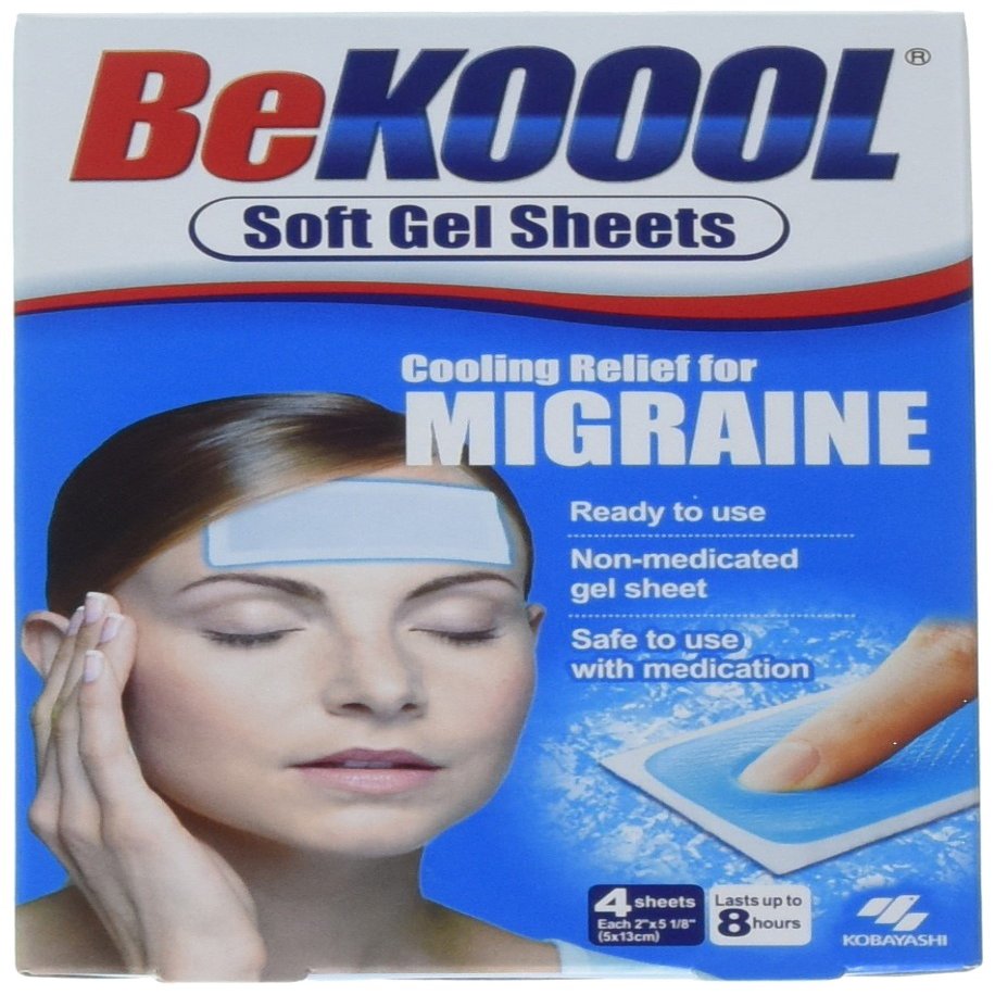 Be Koool Gel Sheets for Adults Migraine, 4 Count (Pack of 3) by BeKoool