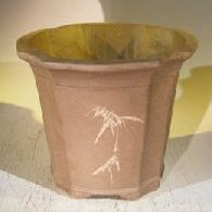 Bonsai Boy Unglazed Round Cascade Bonsai Pot with Floral Etching 10 x 10 x 8 0