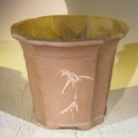 Bonsai Boy Unglazed Round Cascade Bonsai Pot with Floral Etching 10 x 10 x 8 0