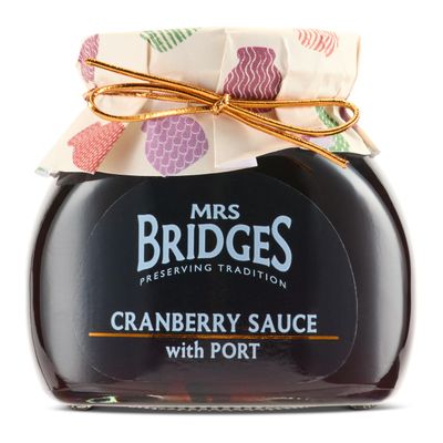 Mrs Bridges Cranberry Sauce with Port, Made in Scotland, 8oz Jar (Pack of 1)