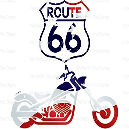 1/4 Sheet - Route 66 Motorcycle Birthday - Edible Cake/Cupcake Party Topper - D21693