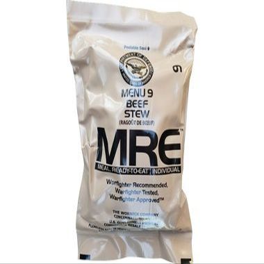 Genuine Military MRE Meal with Inspection Date September 2017 or Newer (Beef Stew)