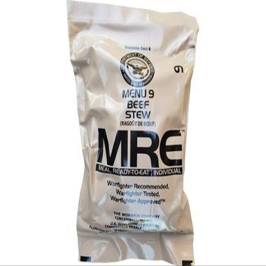 Genuine Military MRE Meal with Inspection Date September 2017 or Newer (Beef Stew)
