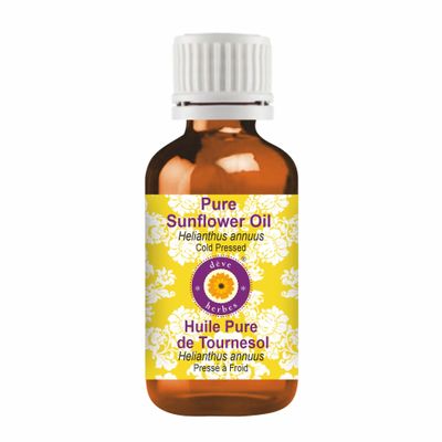 Deve Herbes Pure Sunflower Oil (Helianthus annuus) Cold Pressed 30ml (1 oz)