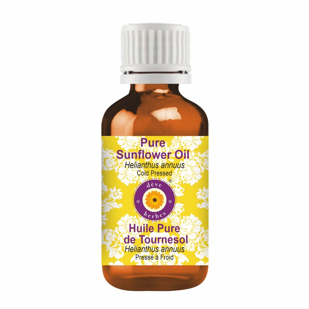 Deve Herbes Pure Sunflower Oil (Helianthus annuus) Cold Pressed 30ml (1 oz)
