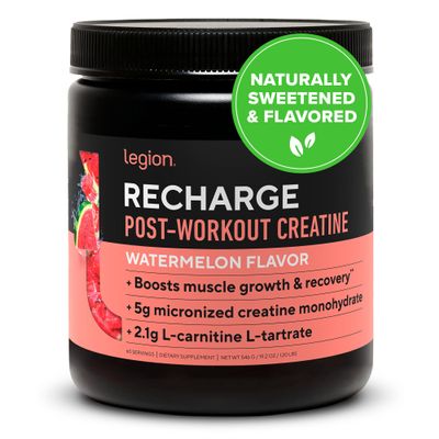 LEGION Athletics Recharge Post Workout Supplement - All Natural Muscle Builder & Recovery Drink with Creatine Monohydrate. Naturally Sweetened & Flavored, Safe & Healthy (Watermelon, 60 Servings)