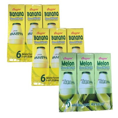 Binggrae Banna Flavor Milk and Melon Flavor Milk (2 Banana 1 Melon)