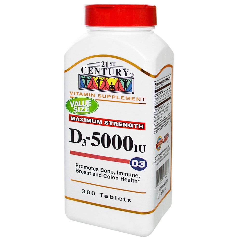 21st Century, Vitamin D3, 5000 IU, 360 Tablets - 2pc