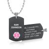 Divoti Custom Medical Alert ID Necklace for Women, Stylish Durable Rustproof Construction | Laser Engraved Chic Black & Silver Tag Pendant Jewelry  24' Ball Chain/Pink view 1