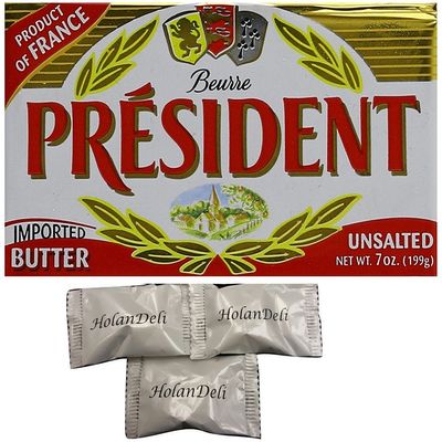 (pack of 15) President Imported Unsalted Butter,7oz (199g). Includes HolanDeli Chocolate Mints.