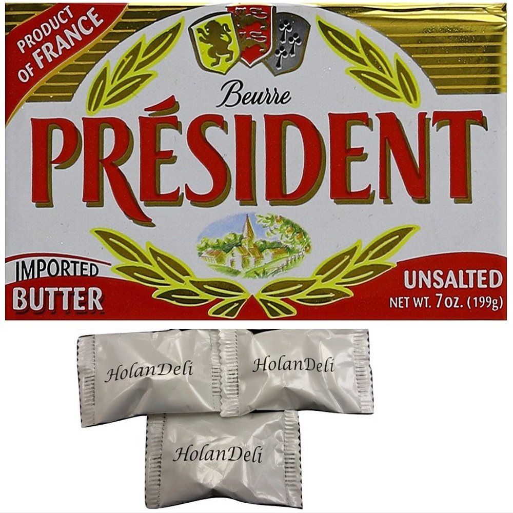 (pack of 15) President Imported Unsalted Butter,7oz (199g). Includes HolanDeli Chocolate Mints.